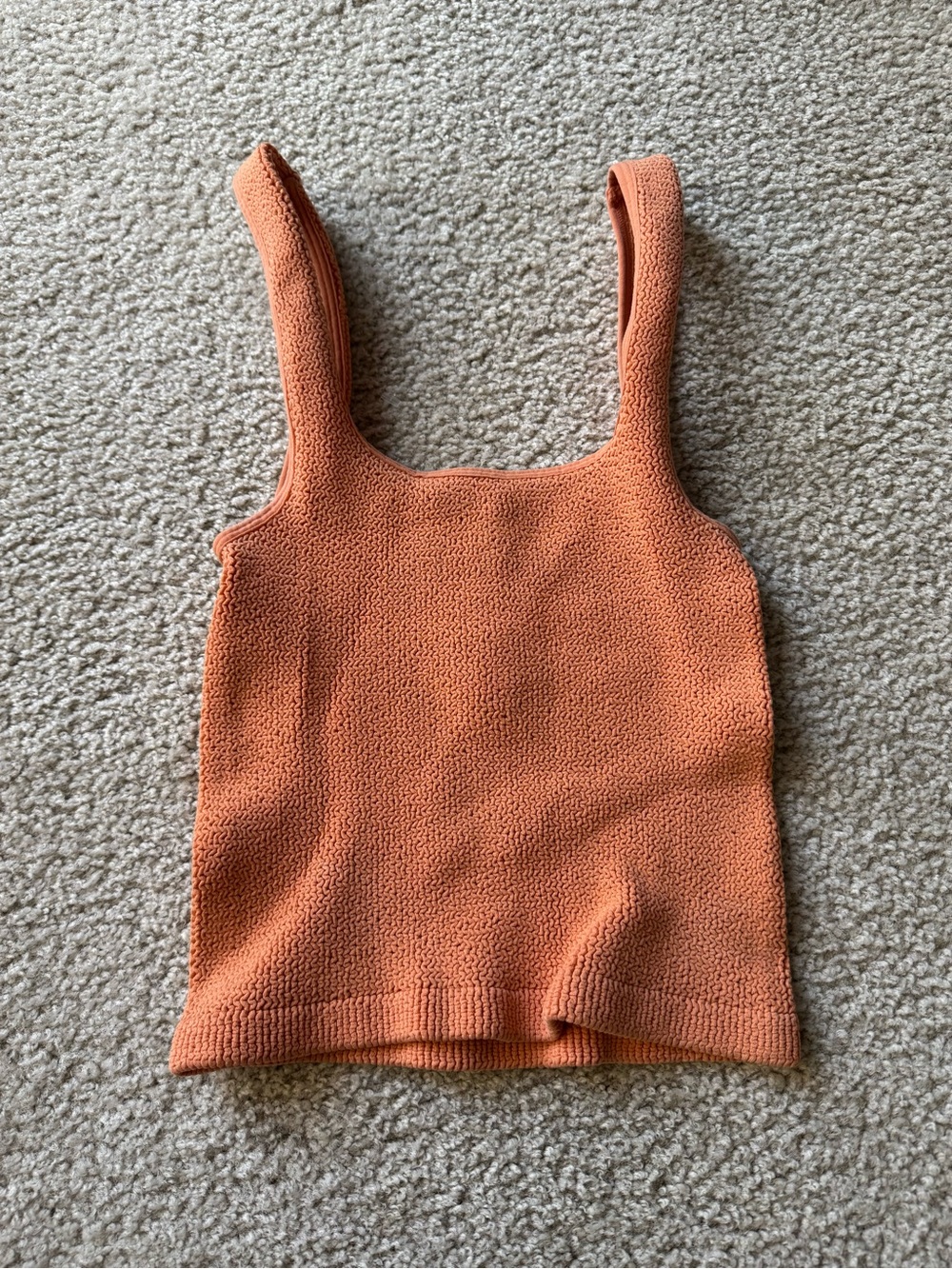 Zara Knit Square-Neck Tank Top in Rust Orange sexy casual night out